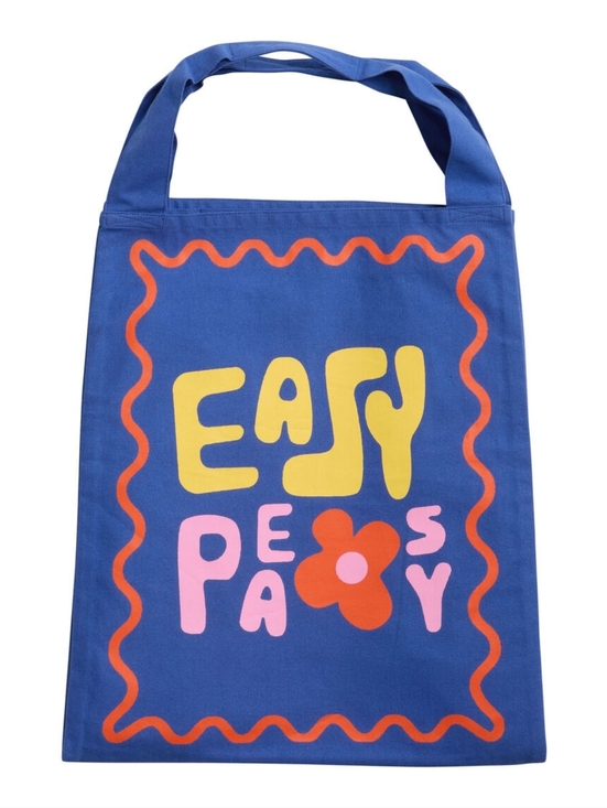 Cost Plus World Market Handbags - World Market Blue Easy Peasy Canvas Tote Bag